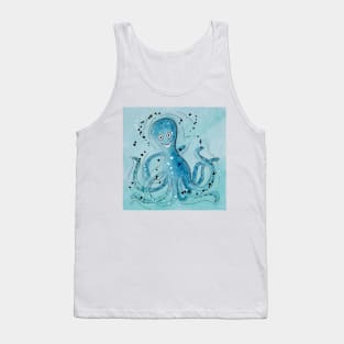 Whimsical Happy Smiling Blue Octopus Tank Top